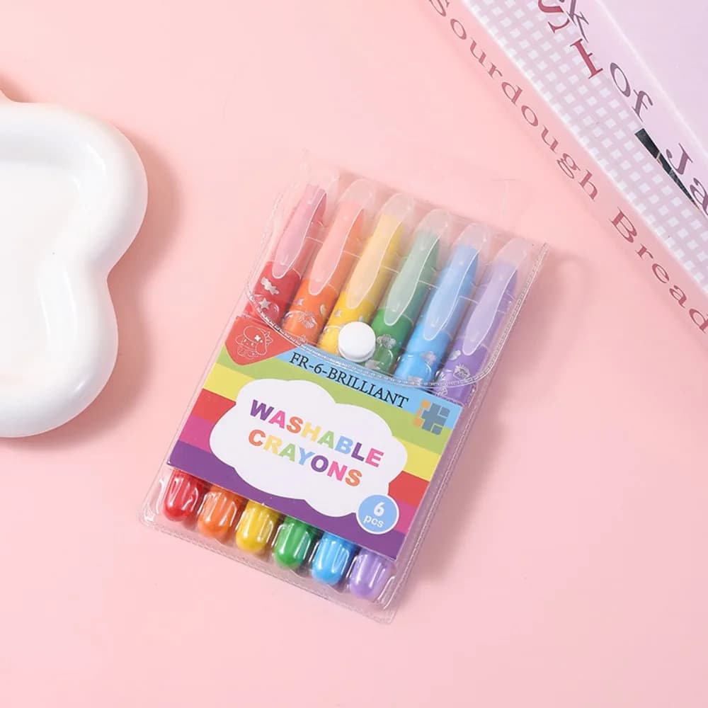 Office School Supplies Water Soluble 6 Colors Set Large-Capacity Colorful Rotating Coloring Painting Pencils for Kids Gift
