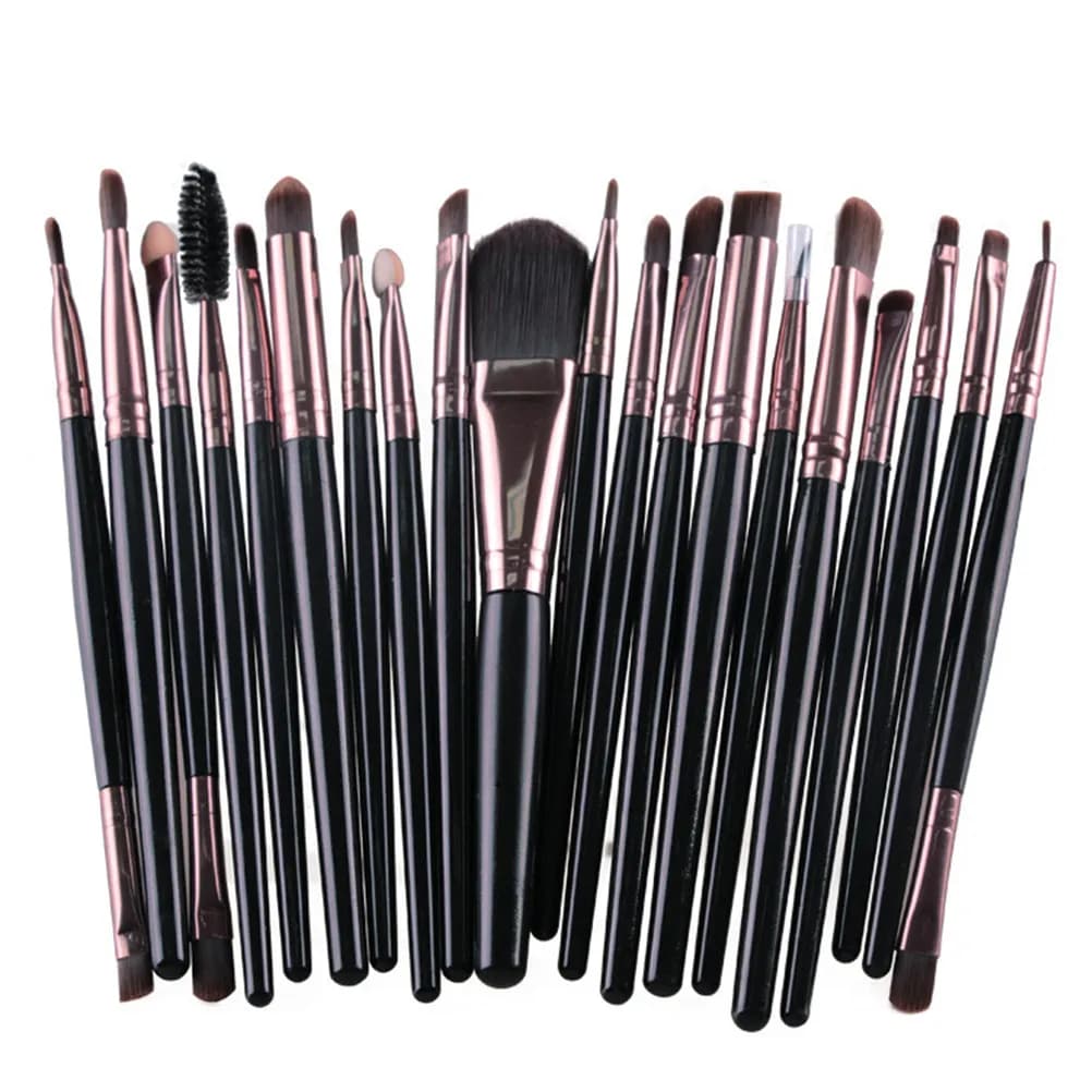 20Pcs Premium Makeup Brush Set Black Brushes for Eyeshadow Eyeliner Blending Contouring Foundation Powder Brow