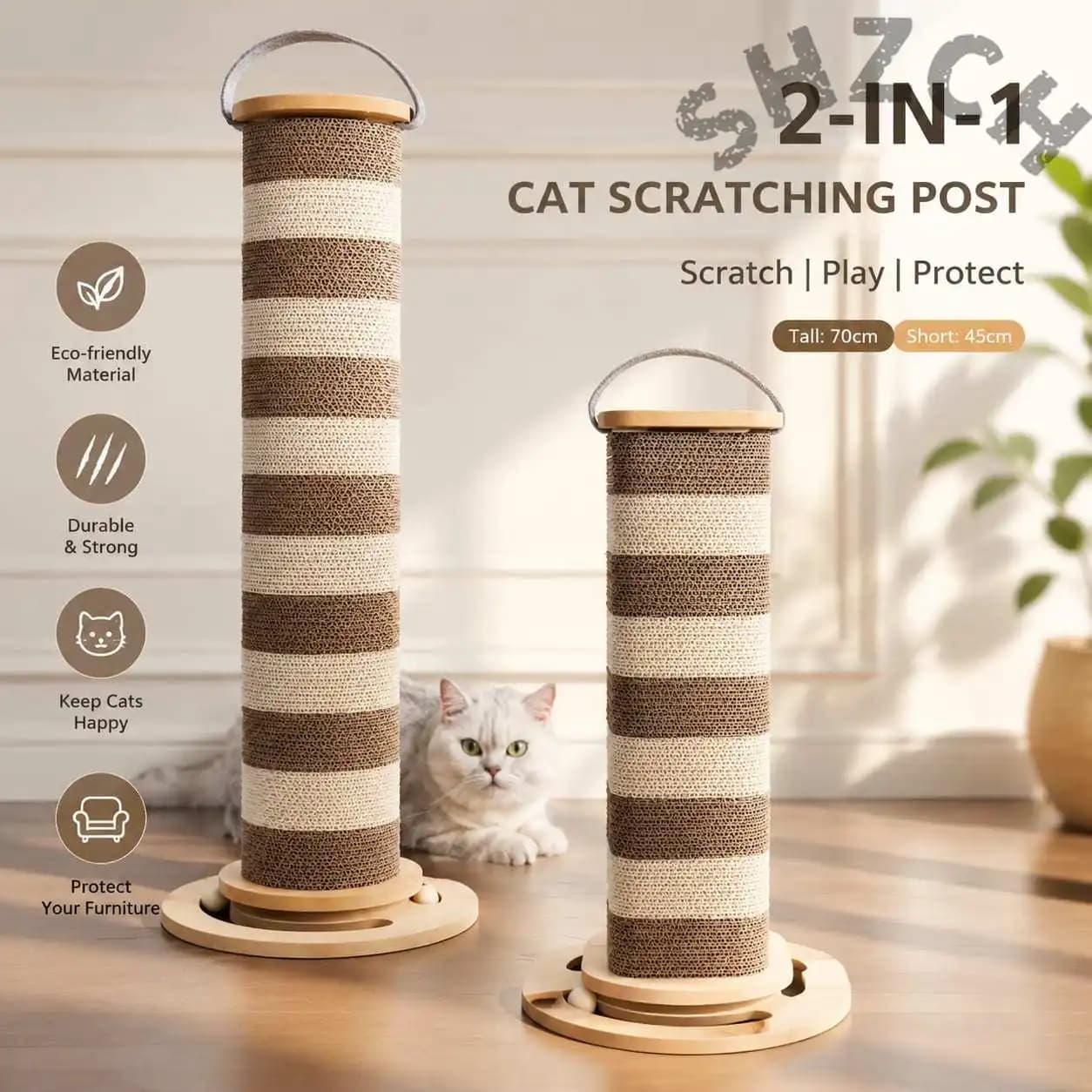 Extra-Large Vertical Cat Scratching Board – Durable Corrugated Paper Scratcher for Indoor Cats