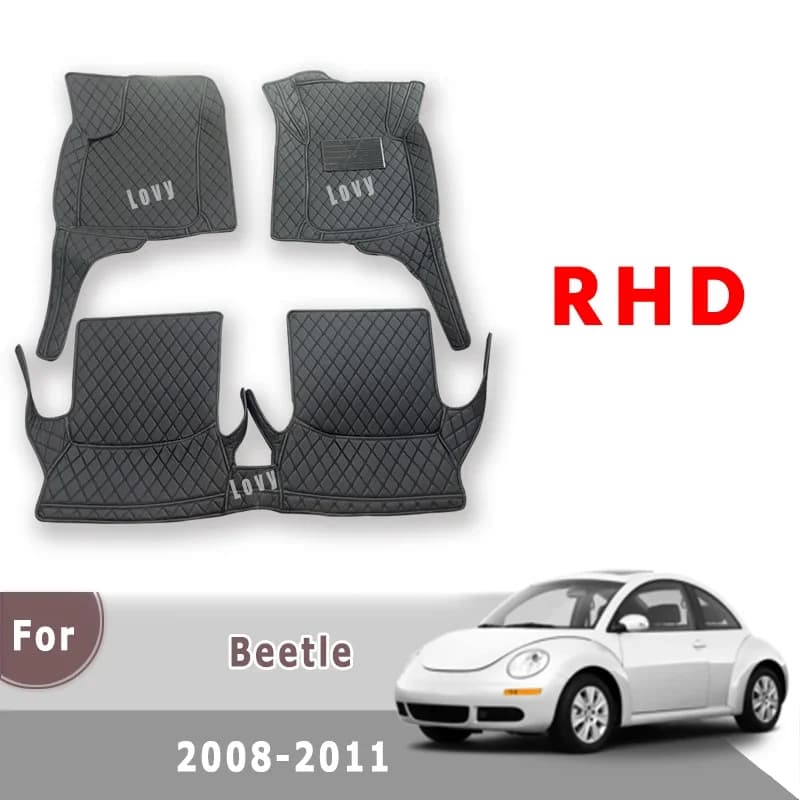 Tappetini per auto RHD per Volkswagen VW Beetle 2011 2010 2009 2008 Accessori Interni Car Styling Tappeti in pelle Coprigambe