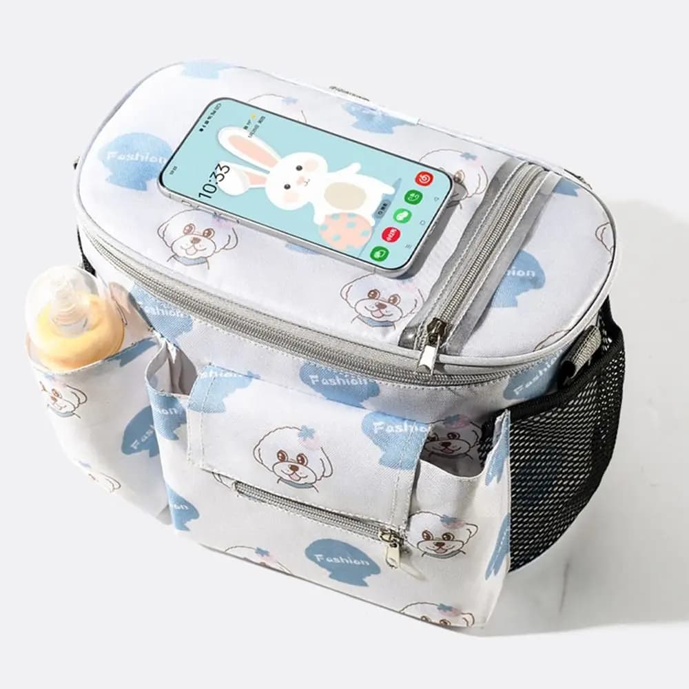 Organizer Multifunzione per Passeggino in Tessuto Oxford, Borsa Appendibile di Grande Capacità per Pannolini e Biberon, Impermeabile