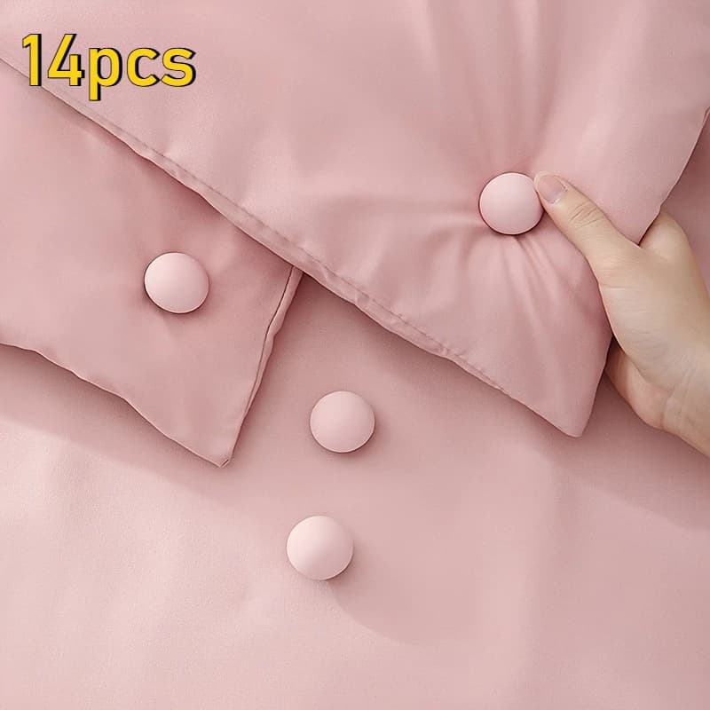 14pcs Quilt Fixers, No Pins Bed Sheet Quilt Anti-run Buckles, Invisible Non-slip Safety Clips, Detachable Reusable