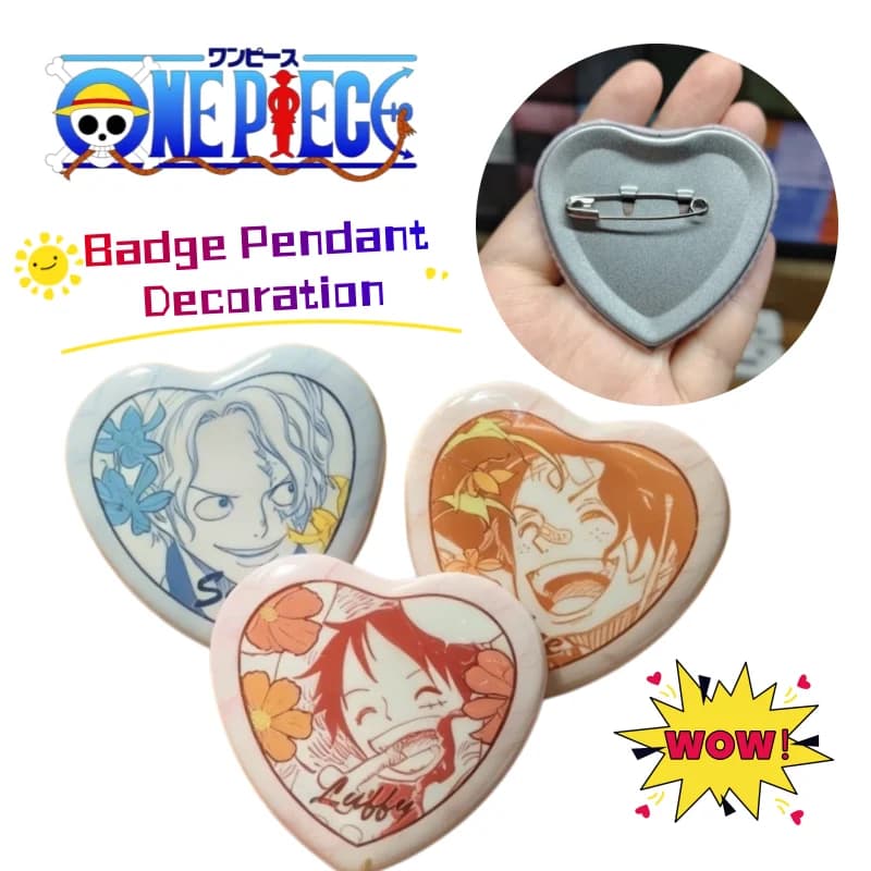 Badge One Piece Luffy Ace Love, Ornamenti Creativi per Scrivania, Accessori Anime, Ciondolo per Zaino Studenti e Studentesse