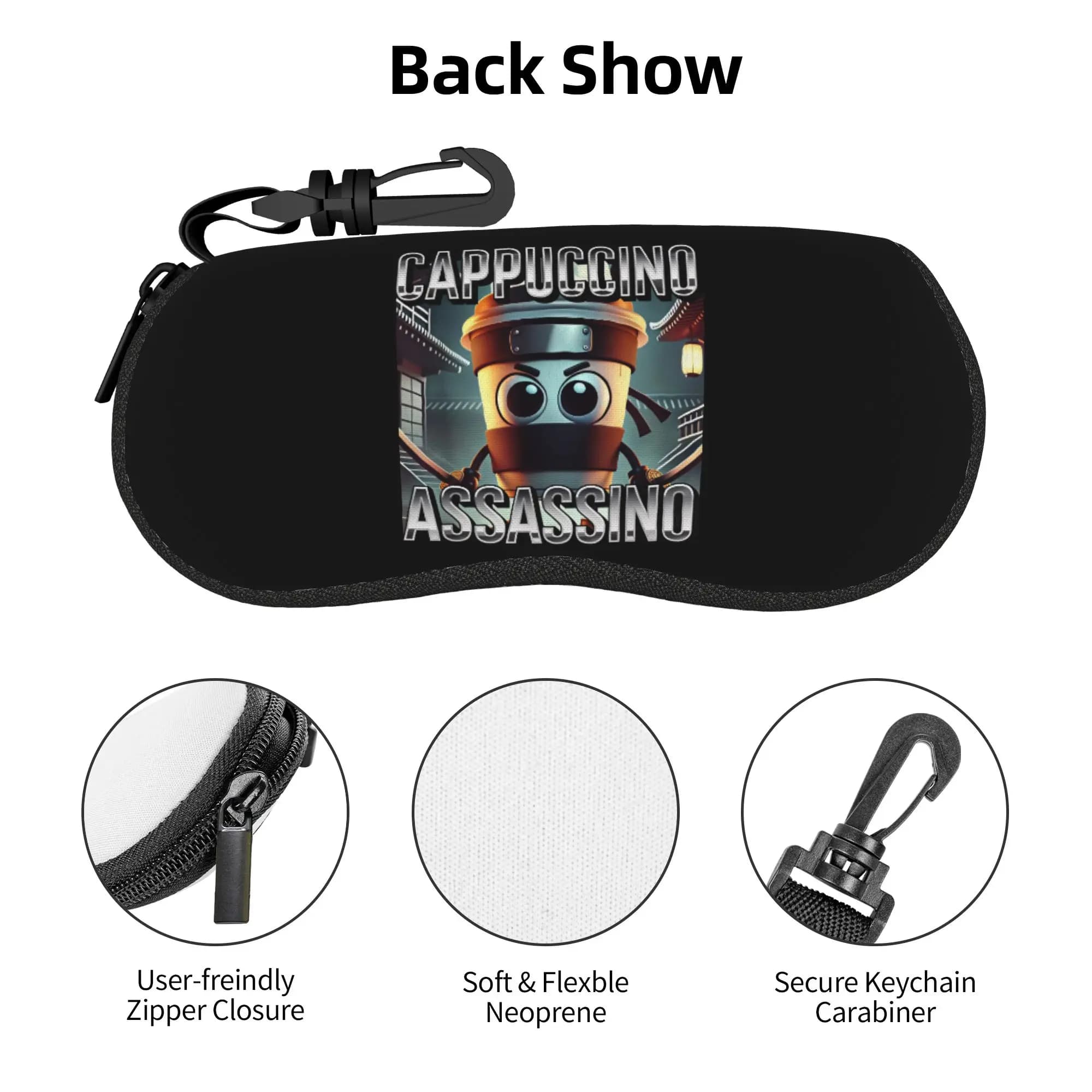Italian Brainrot Cappuccino Assassino Shell Eyeglasses Protector Cases Cute Sunglass Case Funny Glasses Pouch
