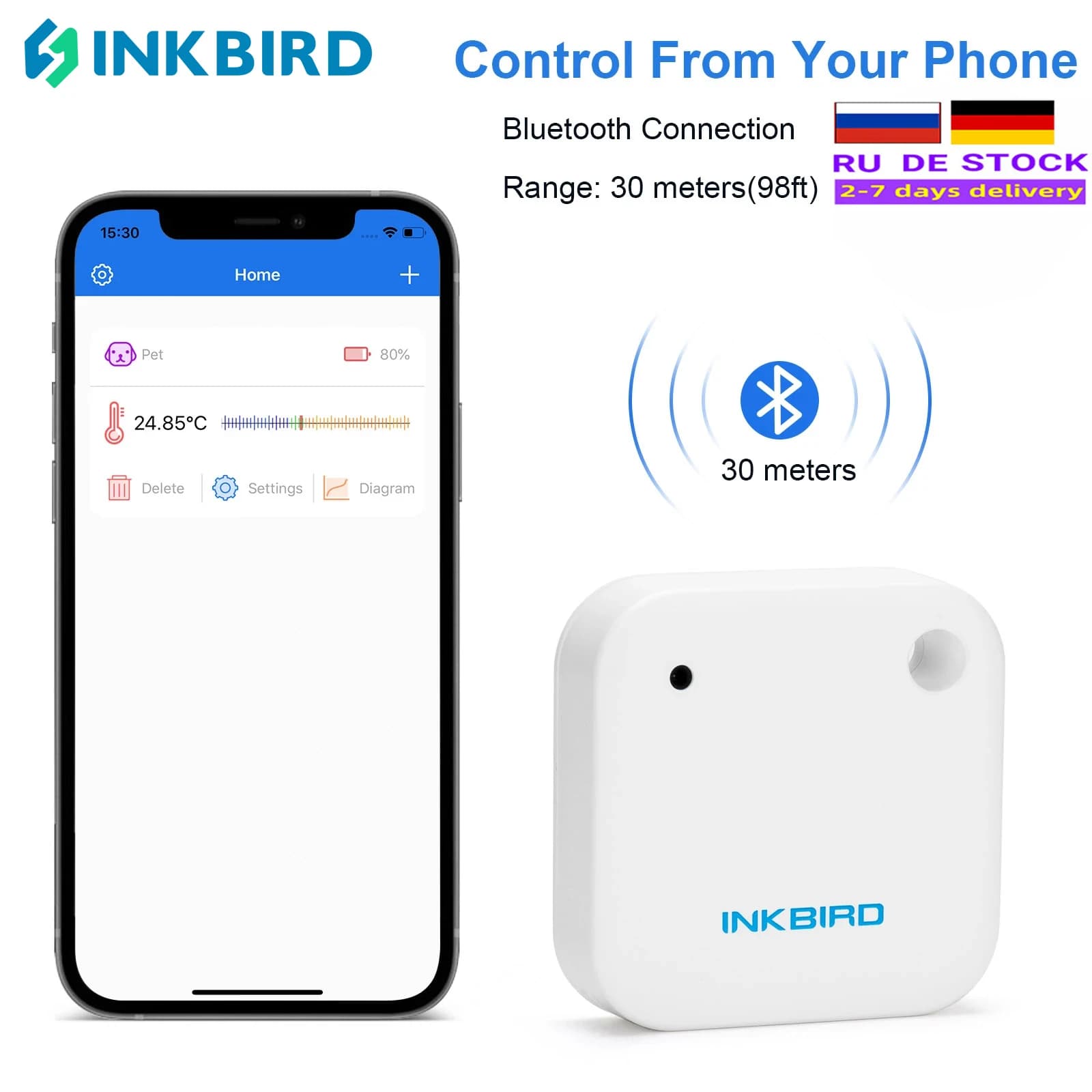 IBS-TH2 Impermeabile Bluetooth Magnetico Interno Comodo Sensore di Temperatura Misuratore Termometro App Allarme Dati di Controllo Remoto