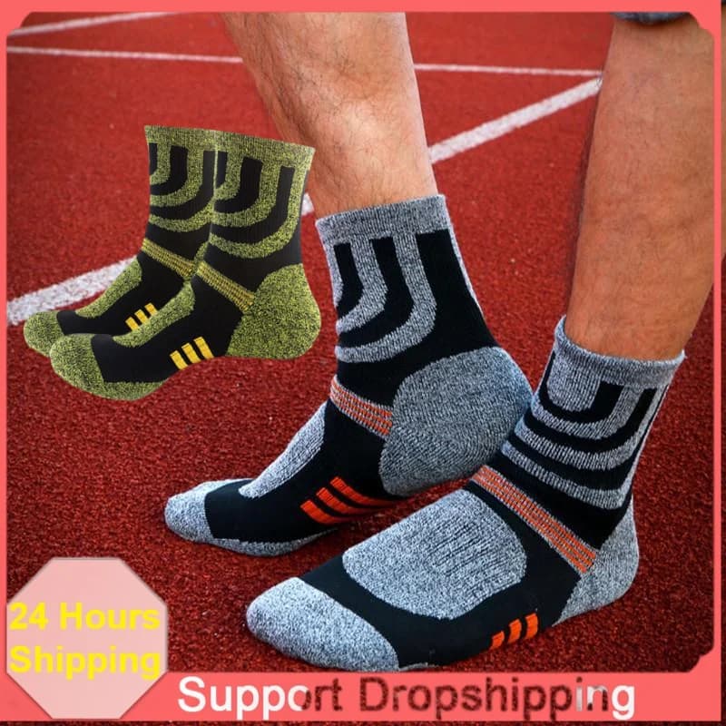 Winter Men Thermal Socks Thick Wool Pile Cashmere Seamless Snow Boot Socks For Hiking Climbing Sleeping Sports Daily Wear