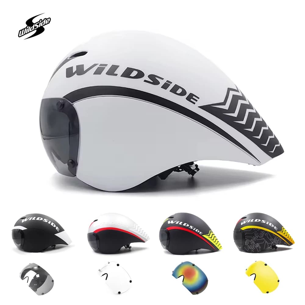 Wildside Aero TT Road Bike Helmet Racing Cycling Sport Triathlon TT Ultralight Bike Safety Helmet Glasses Bicycle Accessories