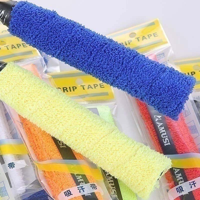 (Summer6) Badminton towel with anti-slip thick microfiber handle Sports towel for sweat Fishing rod grip cover for tennis rack