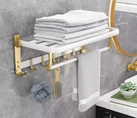 Set di accessori per il bagno Set portasciugamani in oro bianco Anello portasciugamani Porta carta da parete Gancio portasciugamani per accappatoio
