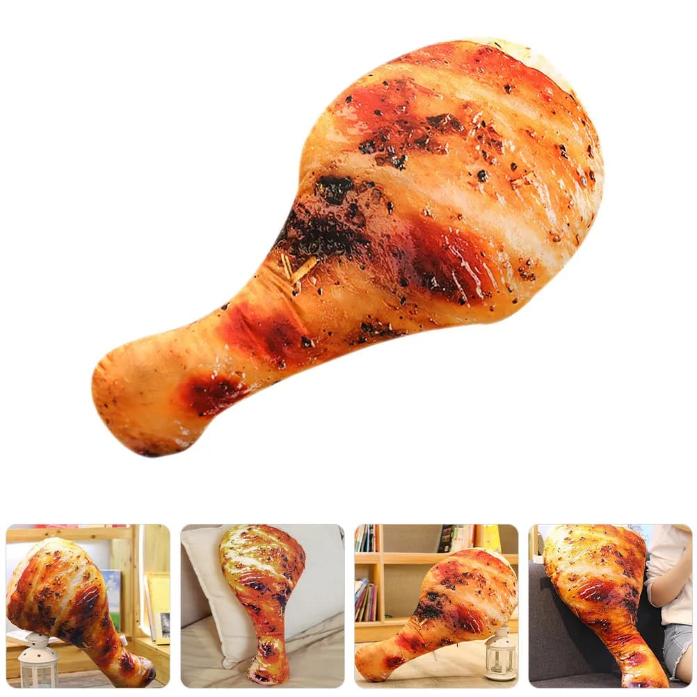 3D Realistic Fried Chicken Leg Pillow 50Cm Ultra Soft PP Cotton Hugging Cushion for Kids Bedroom Decor Travel Lumbar Support