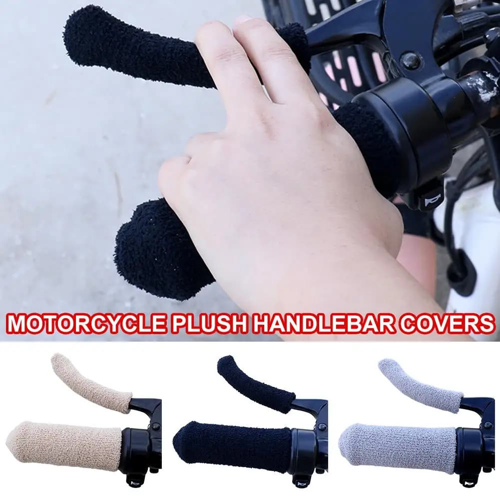 Guanto con impugnatura in peluche simulato Copri maniglia per moto per inverno Copri guanti con manico caldo spesso Scooter universale Scaldamani J3K9