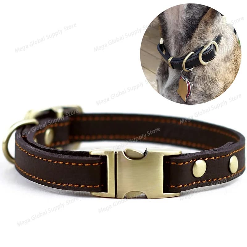Genuine Leather Dog Collar Quality Handmade Strong Comfortable Metal Buckle Pet Collar For Small Medium Large Dogs