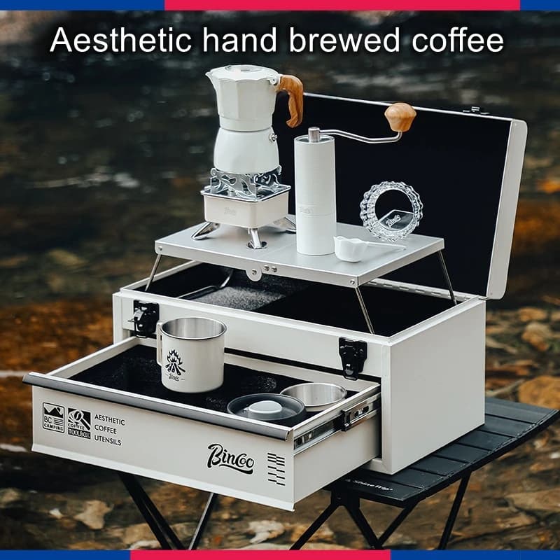 Double-Valve Moka Pot Coffee Maker Set Camping Espresso Gift Set Collapsible Portable Outdoor Camping