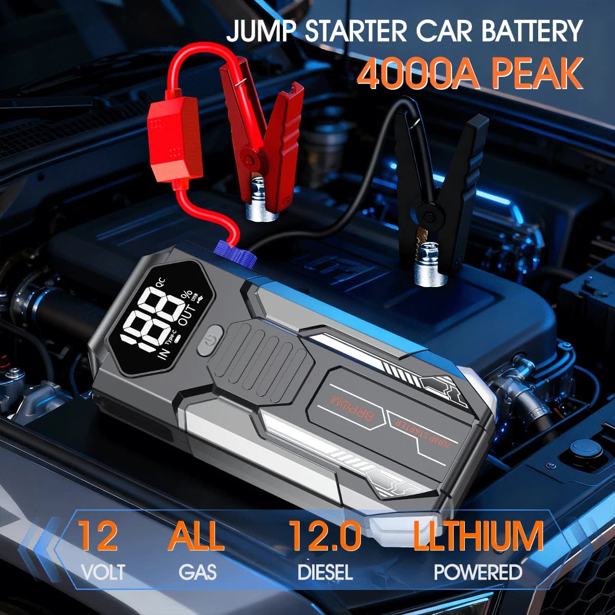 Portatile 8000mah Auto Salto di Avviamento Accumulatori E Caricabatterie Di Riserva Auto Booster Caricatore 12V Dispositivo di Avviamento Benzina Diesel Auto di Emergenza Booster