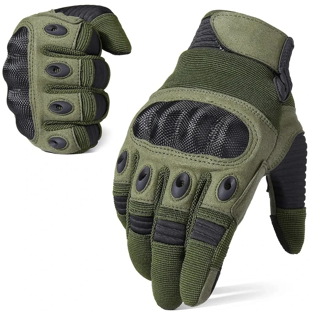 Guanti Tattici da Uomo, Guanti Outdoor a Dita Intere, Guanti da Moto Touch Screen con Gusci Rigidi e Imbottitura sul Palmo