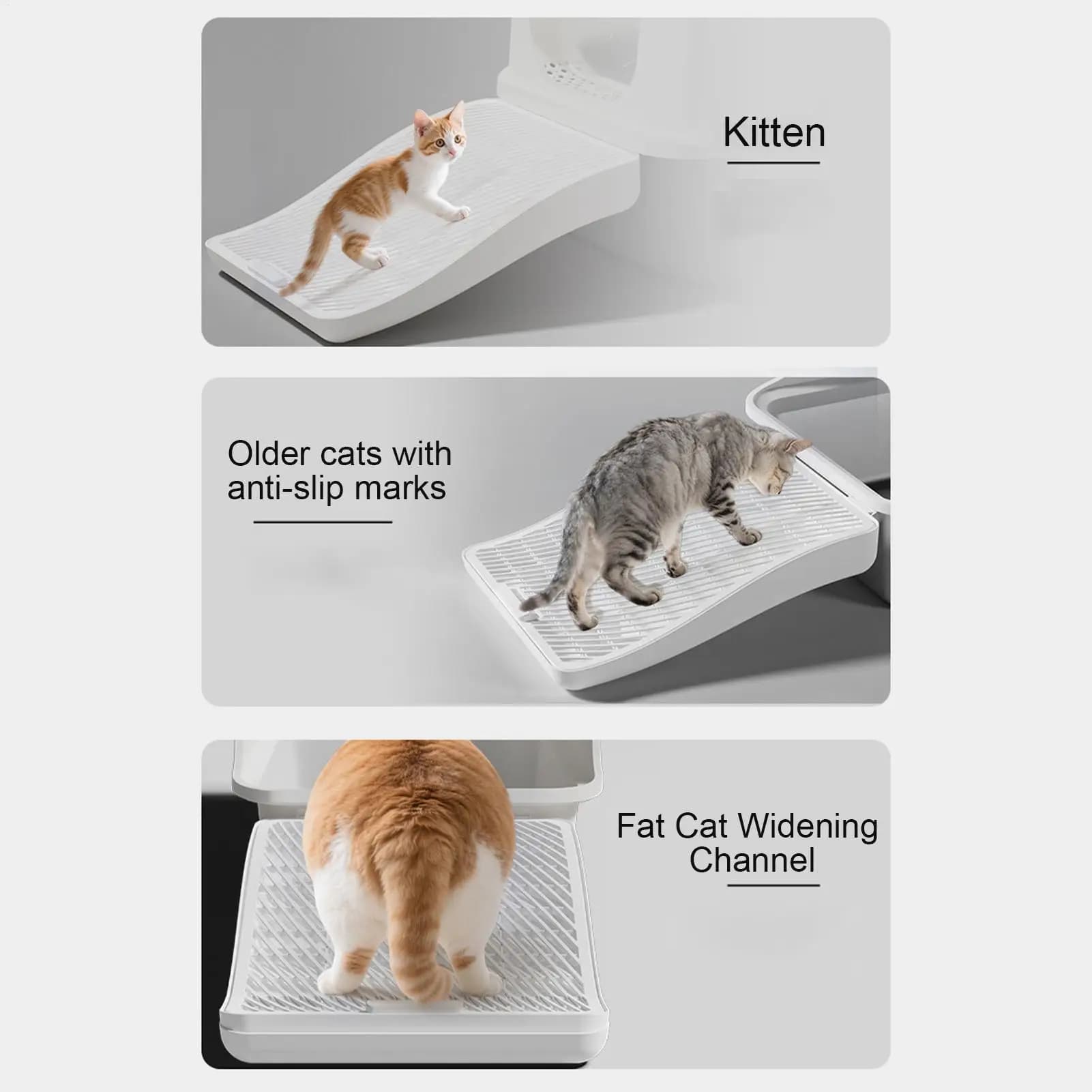 Rampa per lettiera per gatti Rampa per rifiuti rimovibile per gattini per animali domestici che cattura scale Rampa per lettiera per gatti anziani di taglia piccola, media e grande