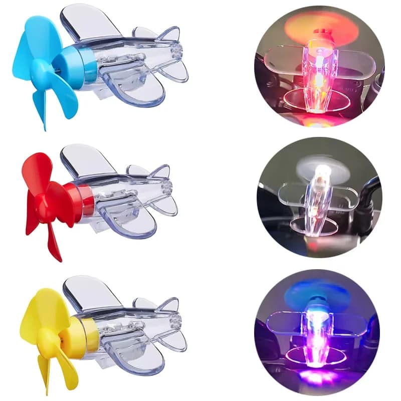 Ornamento LED a Forma di Aeroplano Alimentato a Vento per Manubrio Moto e Specchietto Retrovisore Auto, Decorazione con Luci LED Rotanti Notturne