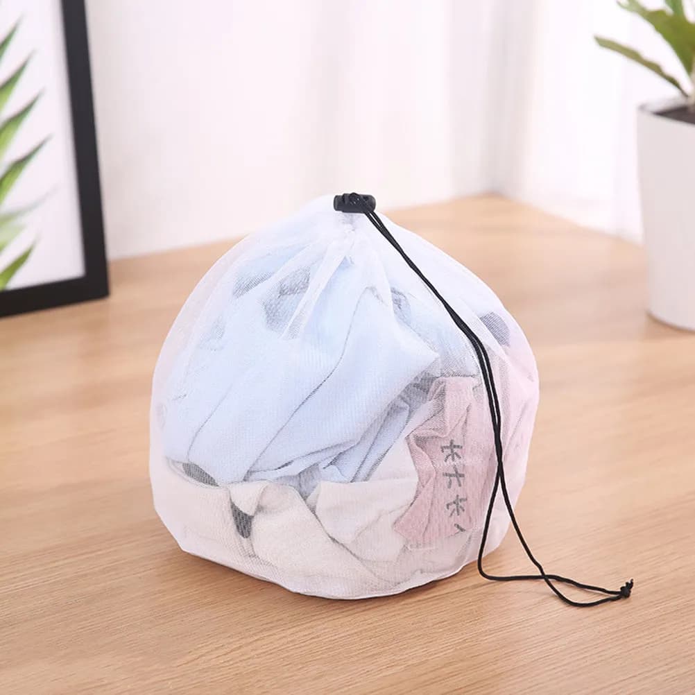 1Set Large Nylon Mesh Laundry Wash Bags Drawstring Bra Wash Bag Clothes Underwear Sweaters Sportswear Laundry Bag