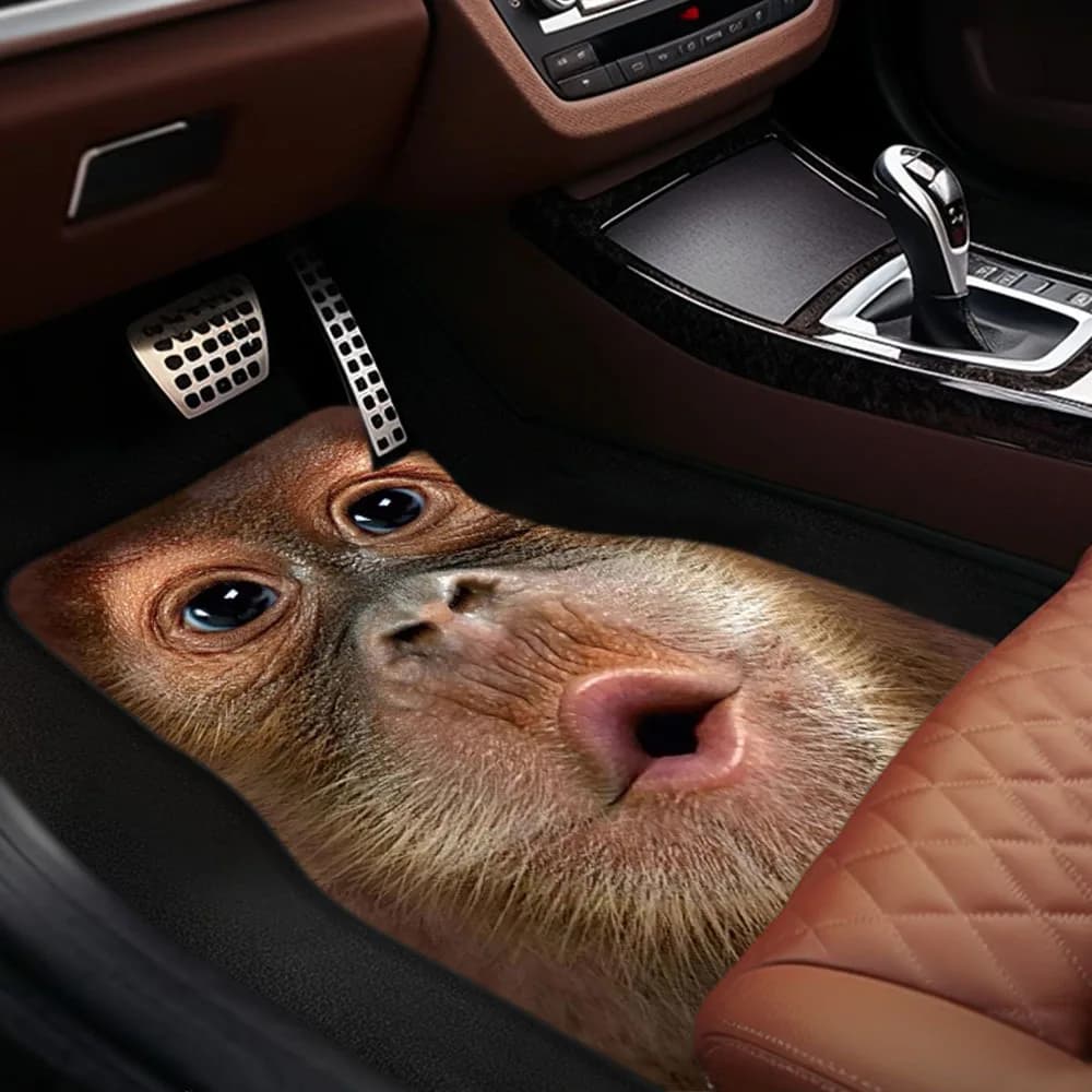 Tappetino per auto multifunzionale 3D dipinto Hip Hop Animale divertente Scimmia Gorilla Tappetino per auto universale Decorazione per auto antiscivolo Dirt-res
