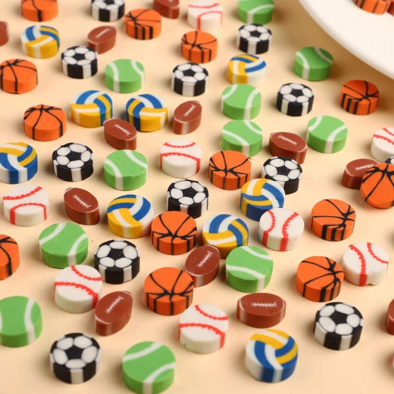 50/100 Pezzi Mini Gomme da Cancellare a Forma di Pallone da Calcio/Basket/Baseball/Pallavolo in Gomma Morbida, Articoli di Cancelleria Scolastica, Forniture per Studio Bambini, Gadget per Feste