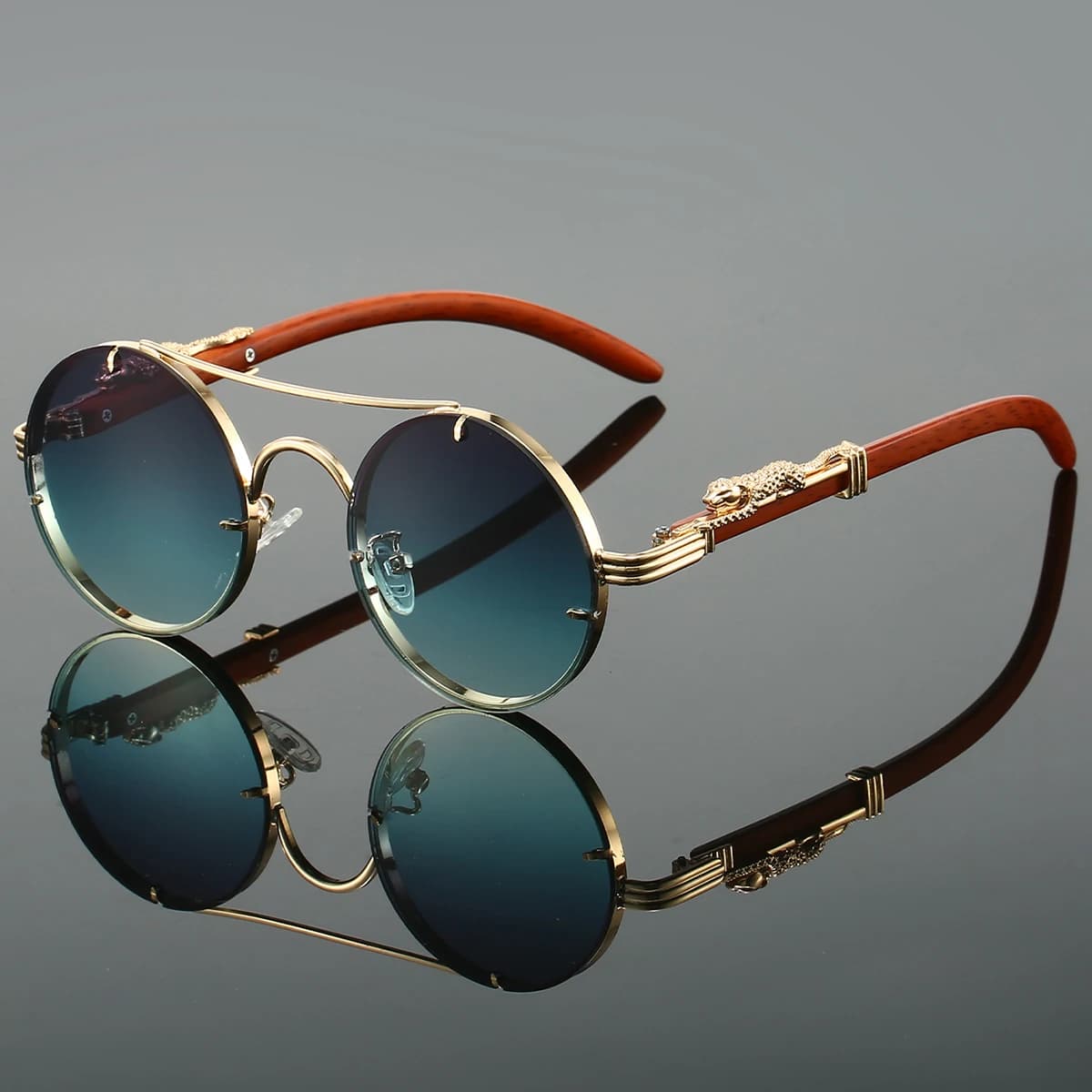 KAMMPT Vintage Men's Round Sunglasses Fashion Double Bridge Toneality Multi-colored Sunglasses with Luxury Design Brand Retro Fashion Women's Fashion