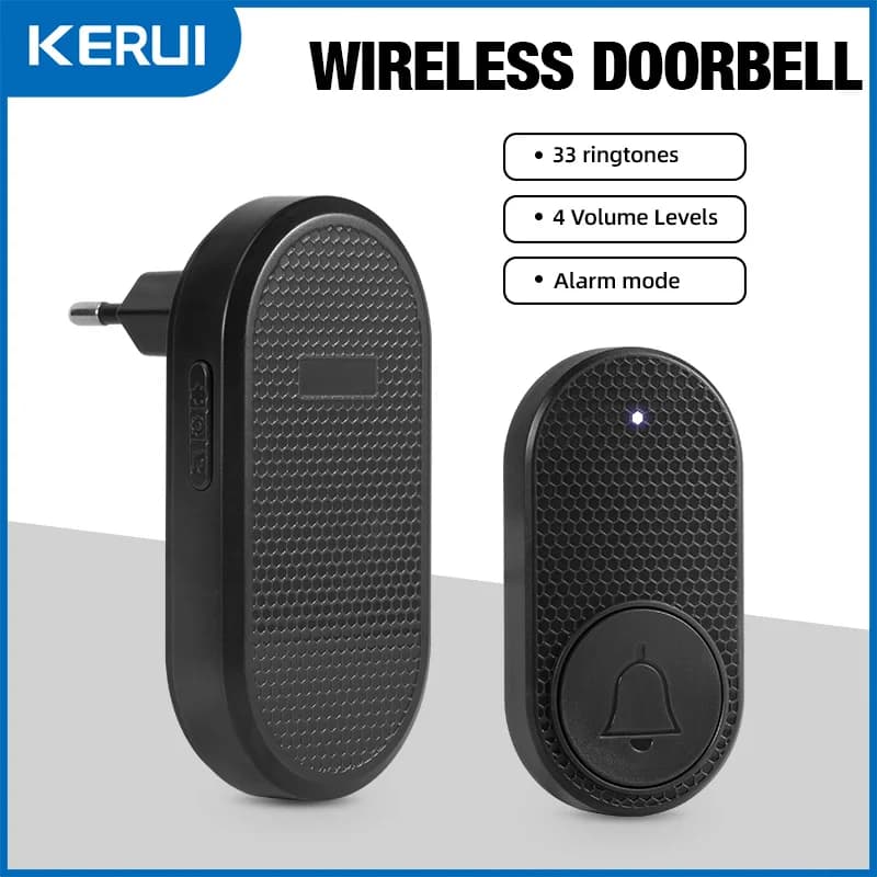 Fuers Campanello senza fili Pulsante impermeabile Campanello di benvenuto Campanello per porta di casa Intelligente 32 brani Melodie intelligenti Allarme con batteria