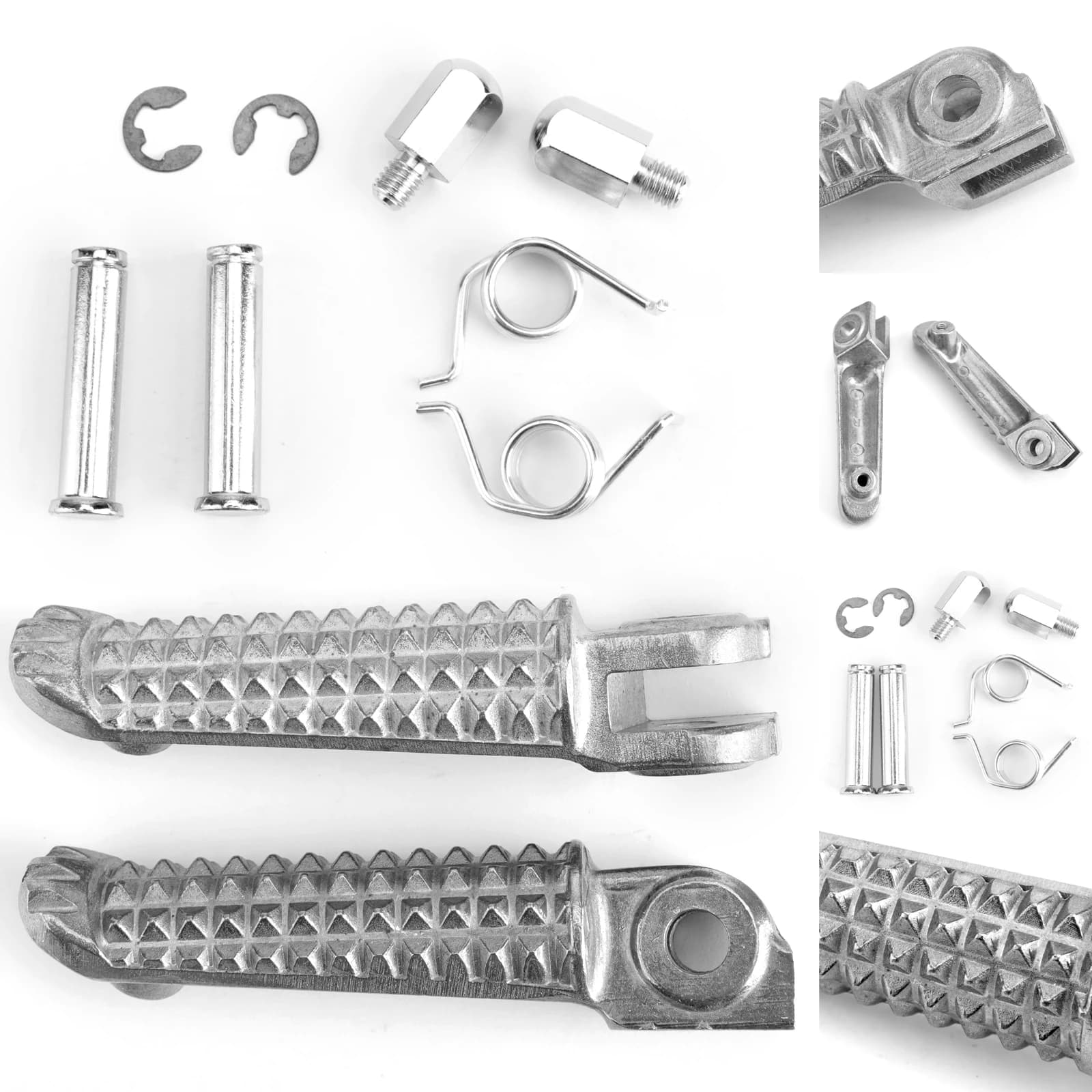 Poggiapiedi anteriore per Yamaha YZF R1 1998-2014 R6 1999-14 R6S 03-08 argento