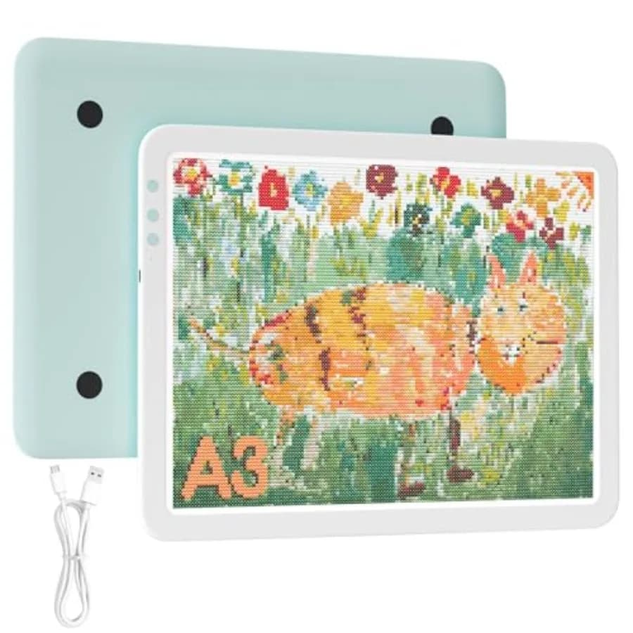 Lampada Luminosa Ricaricabile per Diamond Painting, Ultra Sottile e Portatile, Pannello LED Senza Fili con Batteria da 3500mAh per W
