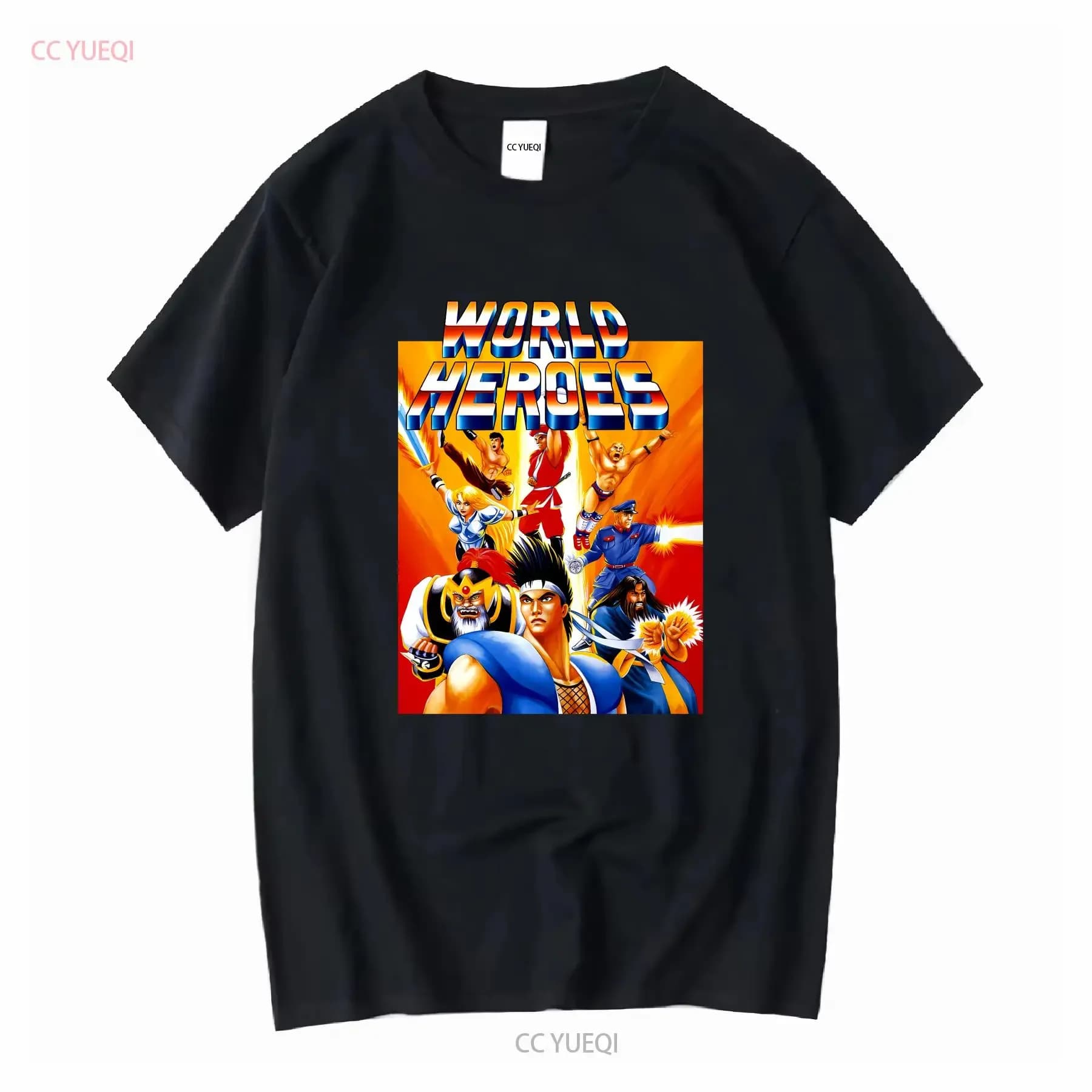 World Heroes Classic NEO GEO Video game T Shirt vintage washed streetwear Breathable Homme Casual Dresses Signed Fashion