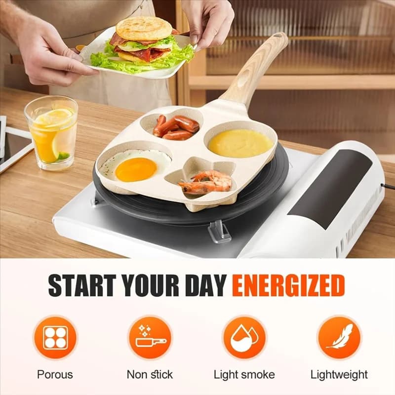 AT02-Padella anti-stick for eggs, multi-form breakfast pan, pan with detachable handle for stove, nice pancake pan for families