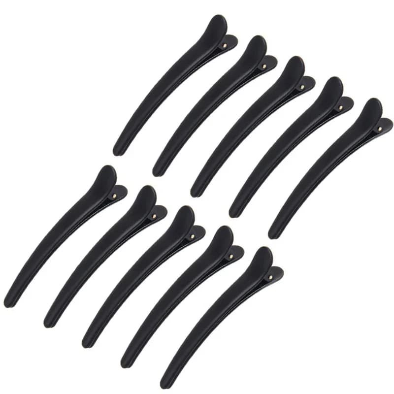 10 Pezzi Mollette Professionali per Parrucchieri, Clip per Capelli in Plastica Nera a Singolo Dente, Strumenti per Acconciature Fai-da-Te