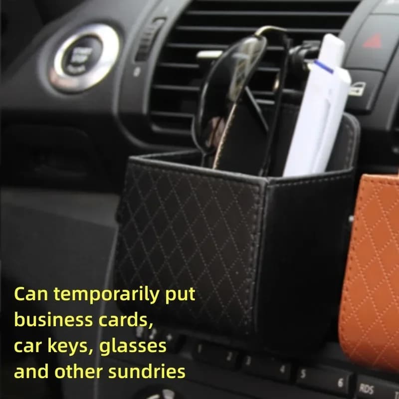 1pc Car Storage Bag Air Vent Dashboard Tidy Hanging Leather Organizer Box occhiali porta telefono Storage Organizer accessori per auto