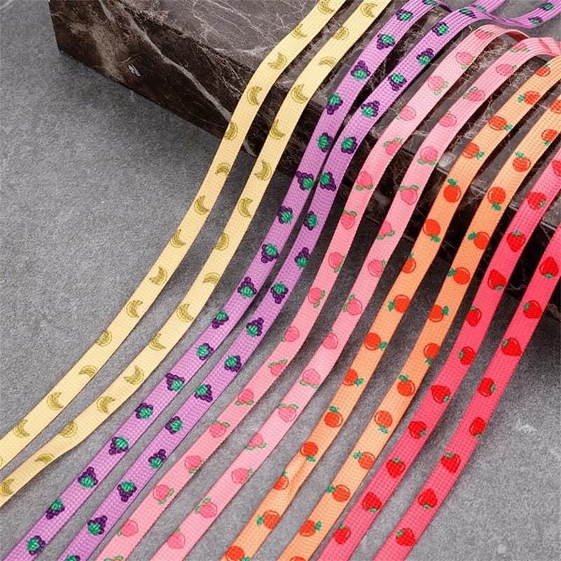 Flat Macaron Cute Shoelaces for Sneakers Pattern Print Fruit Shoelace Strawberry Grape Peach Orange Banana for AJ1 AF1 INS New