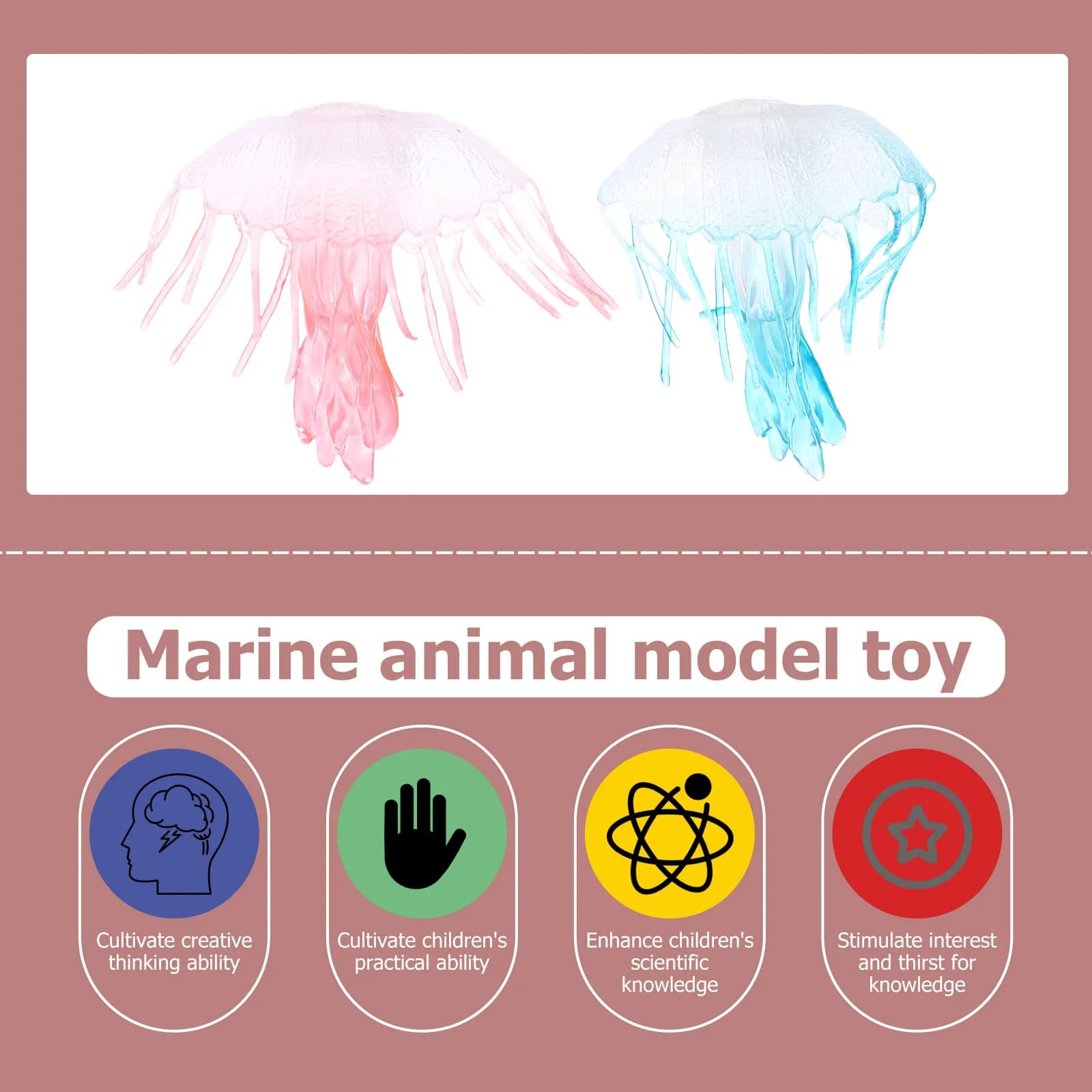 Set di 1 Ornamento in Plastica a Forma di Animali Marini Simulati (Meduse, Conchiglie) - Durevole, Educativo, Ausilio Cognitivo per Casa, Balcone, Giardino