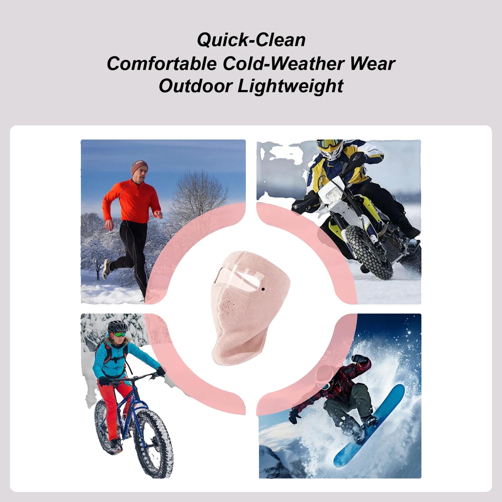 Maschera invernale per il viso Copertura integrale ispessita calda Maschera da sci invernale Occhiali per uomo Tempo freddo Ciclismo Equitazione Moto