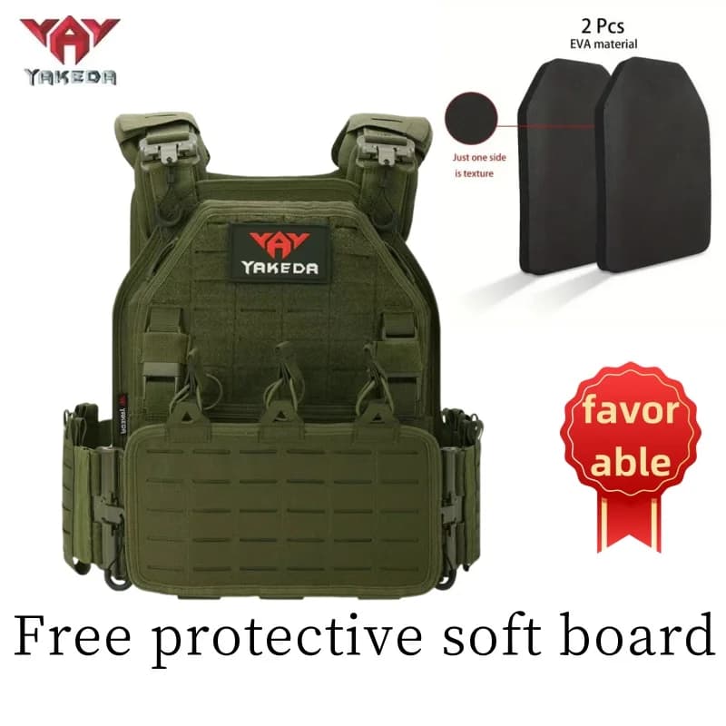YAKEDA Portapiatti da combattimento leggero a sgancio rapido 1000D Nylon Molle Chaleco Tactico Gilet tattico Verde