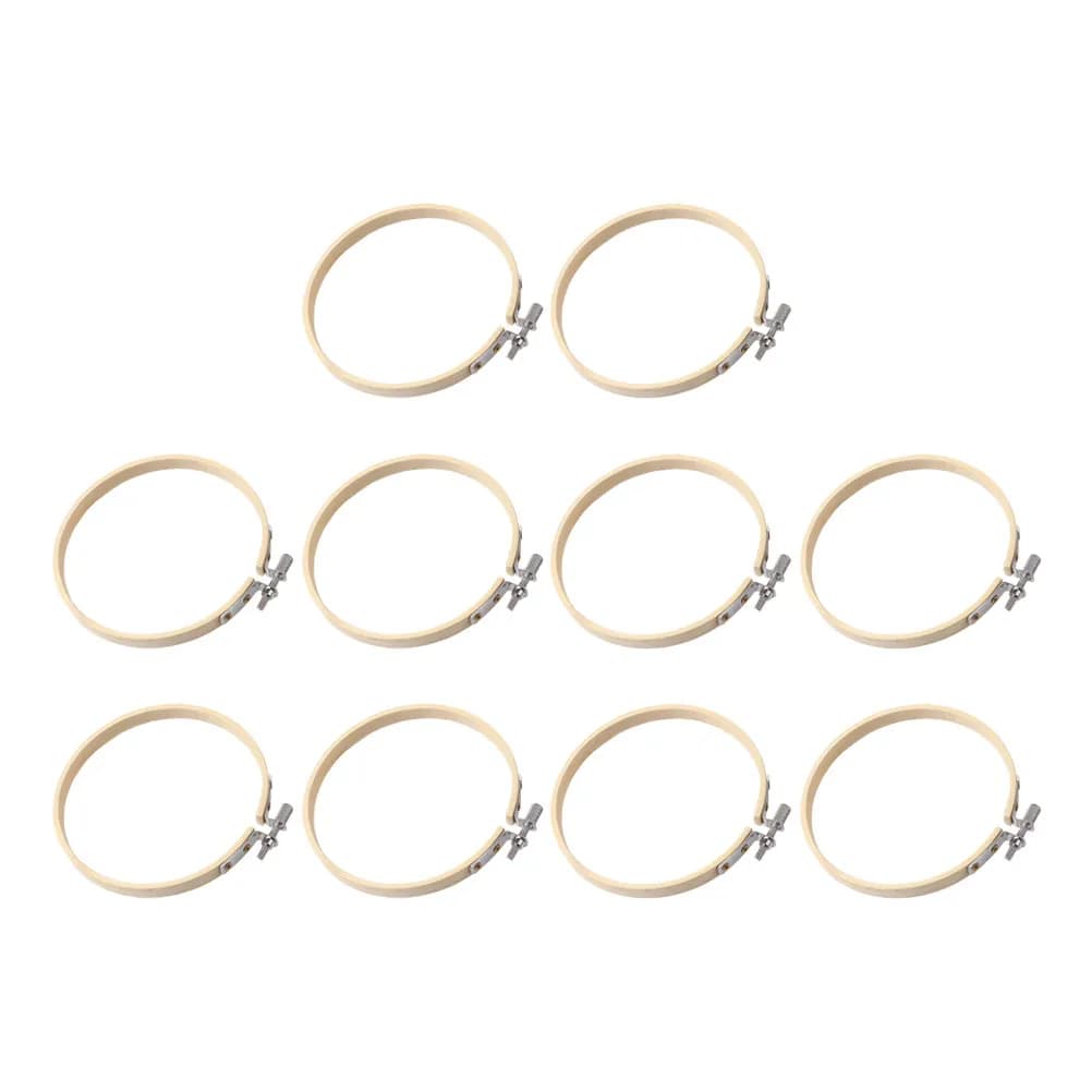 10Pcs 15Cm Bamboo Embroidery Hoop Frame DIY Craft Supply for Embroidery Cross Stitch Needlework Quilting Fabric Painting Display