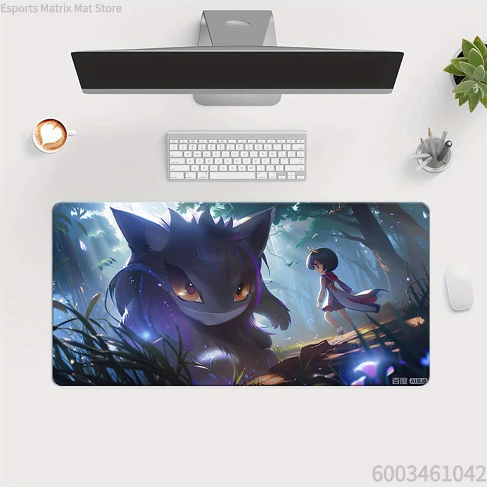 Tappetino per mouse da gioco Fantasy Forest Anime Beast and Girl, tappetino da scrivania grande per PC portatile