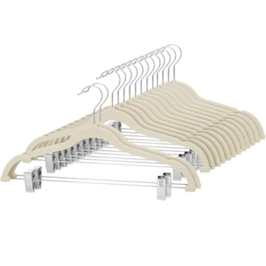 Velvet coat hanger - Pack of 24 - Velvet coat hanger with Clip Ultra Non-slip, Pants and Dresses