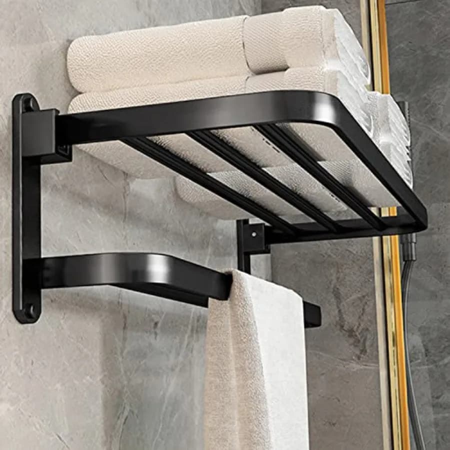 Portasciugamani da bagno con due barre portaasciugamani - Portasciugamani con ripiano BZ5-A