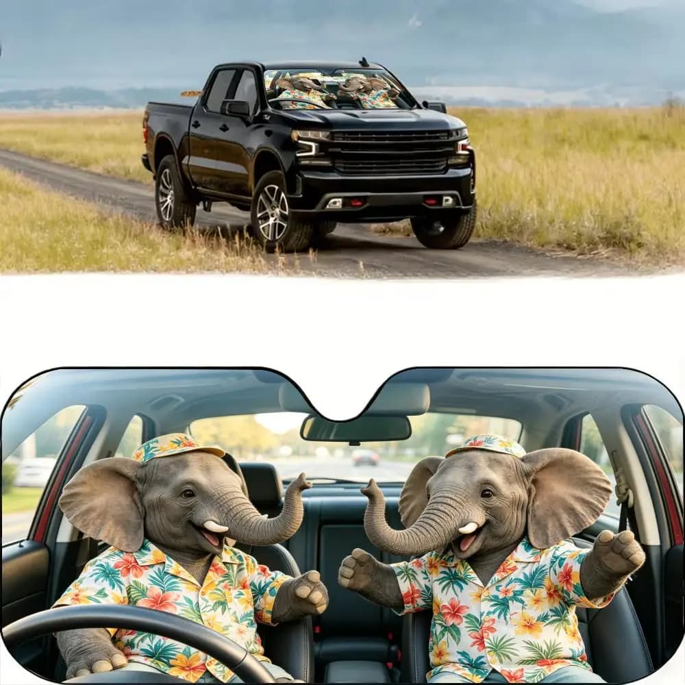 Parasole da Viaggio per Auto a Forma di Elefante, Riutilizzabile in Alluminio, Protezione UV per Parabrezza, Copertura Isolante dal Calore, Parasole Pieghevole