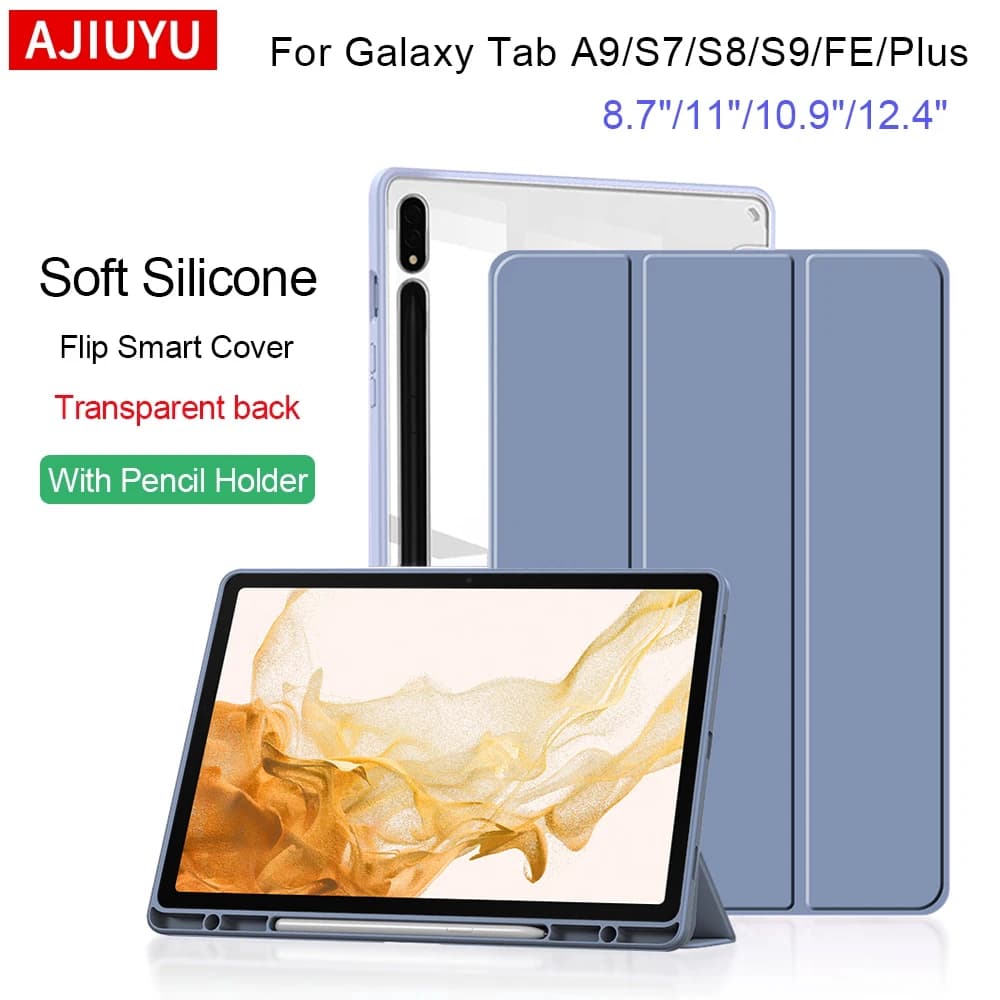 Custodia per Samsung Galaxy Tab S9 S8 S7 Plus FE 12.4 11 portamatite con Cover posteriore trasparente per Tab A9 A8 S6 Lite Cover rigida in acrilico
