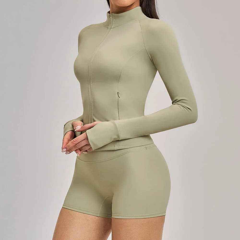 Complete Women's Sportswear 2 Pieces, Yoga Clothing, Long Sleeves Suit, Complete with Cycling Shorts, Female Fitness Suit, Gym Set