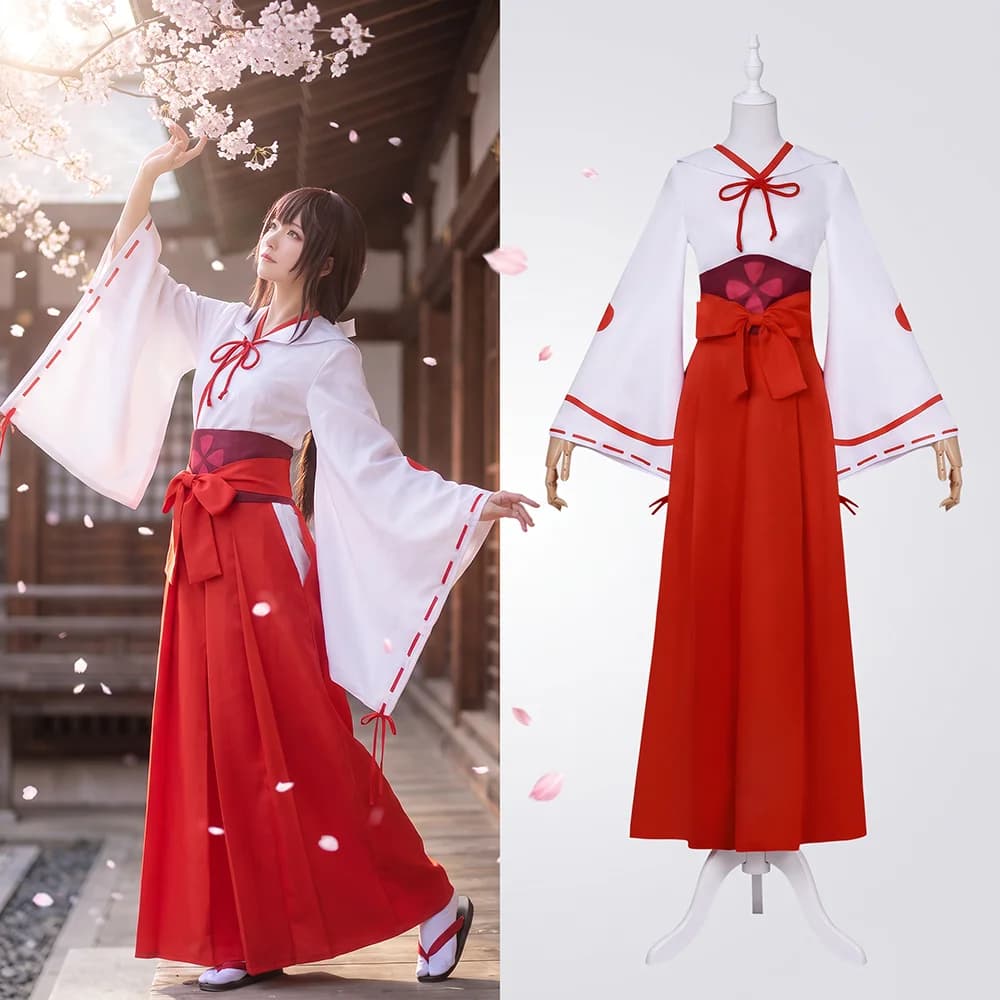 Anime That Time I Got Reincarnated As A Slime Shuna Cosplay Costume Miko Kimono Set Halloween Carnival Uniform Horn Accessories