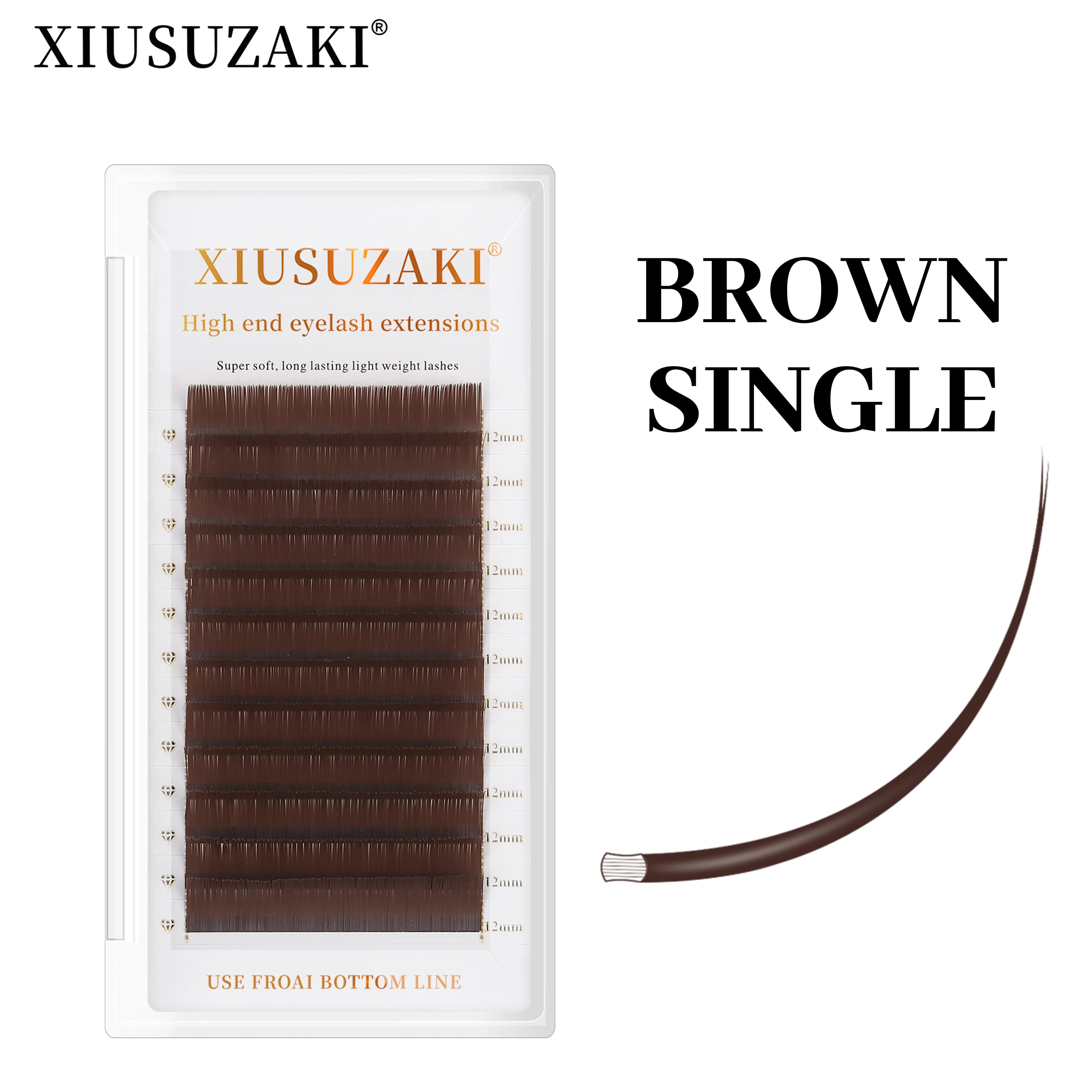 XIUSUZAKI Brown Grey Extensions Eyelashes Slices Slices Soft Natural Light Carbone Ellipse Extensions Eyelashes Tiles Supply Store