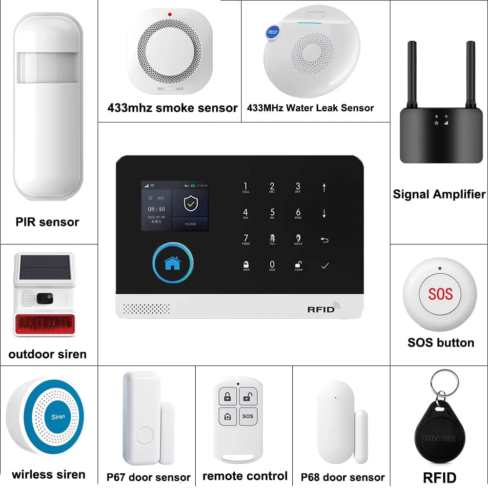 Sistema di allarme Smart Home Tuya GSM Sistema Wifi 4G per la sicurezza domestica Wireless con sensore porta Controllo APP Smart Life per Alexa