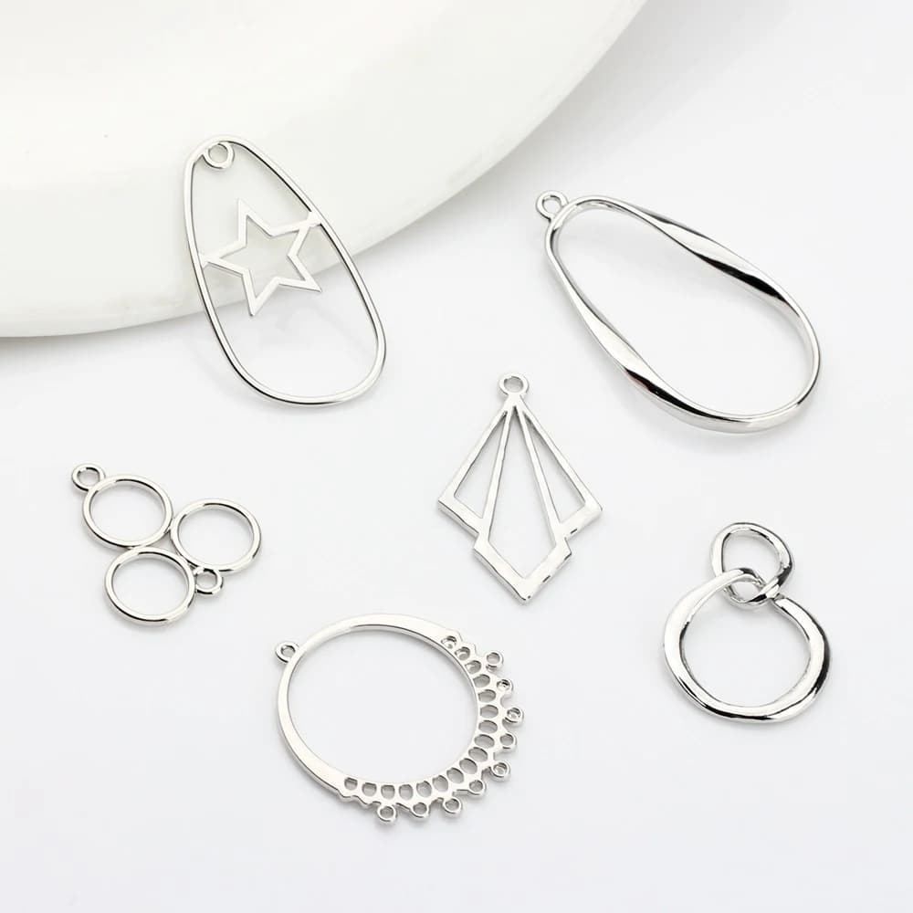 10 pezzi semplice geometria cava cerchio forma pendente orecchino collana braccialetto creazione di gioielli accessori fatti a mano ornamento fai da te