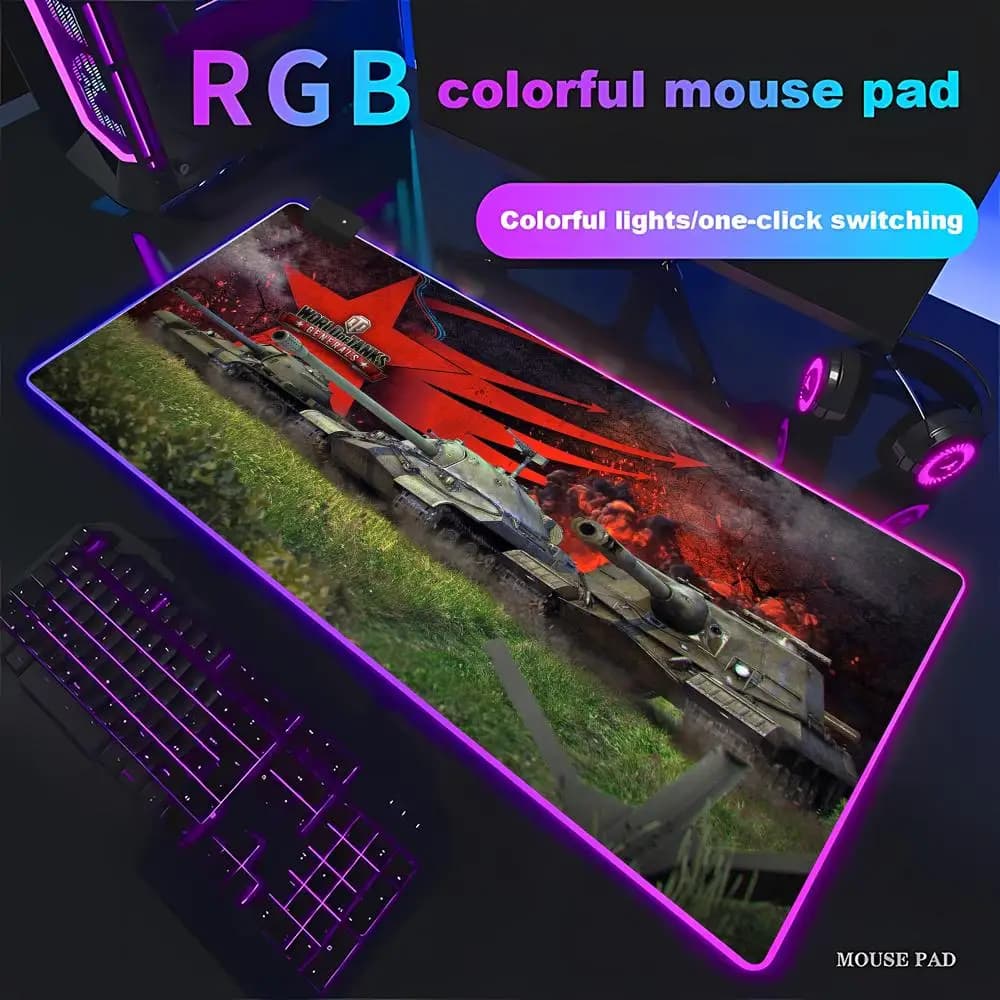 Tappetino per Mouse da Gioco RGB HD Personalizzato World of Tanks, Grande Tappetino Anime Personalizzato per CS GO Zelda World of Warcraft XAXC