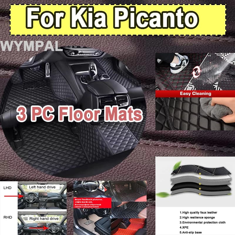 Luxury Car Car Mats Flooring for Kia Picanto Morning Grand Eko Taxi JA 2017 ~ 2022 Waterproof Leather Mat Car Mats Car Accessories Complete