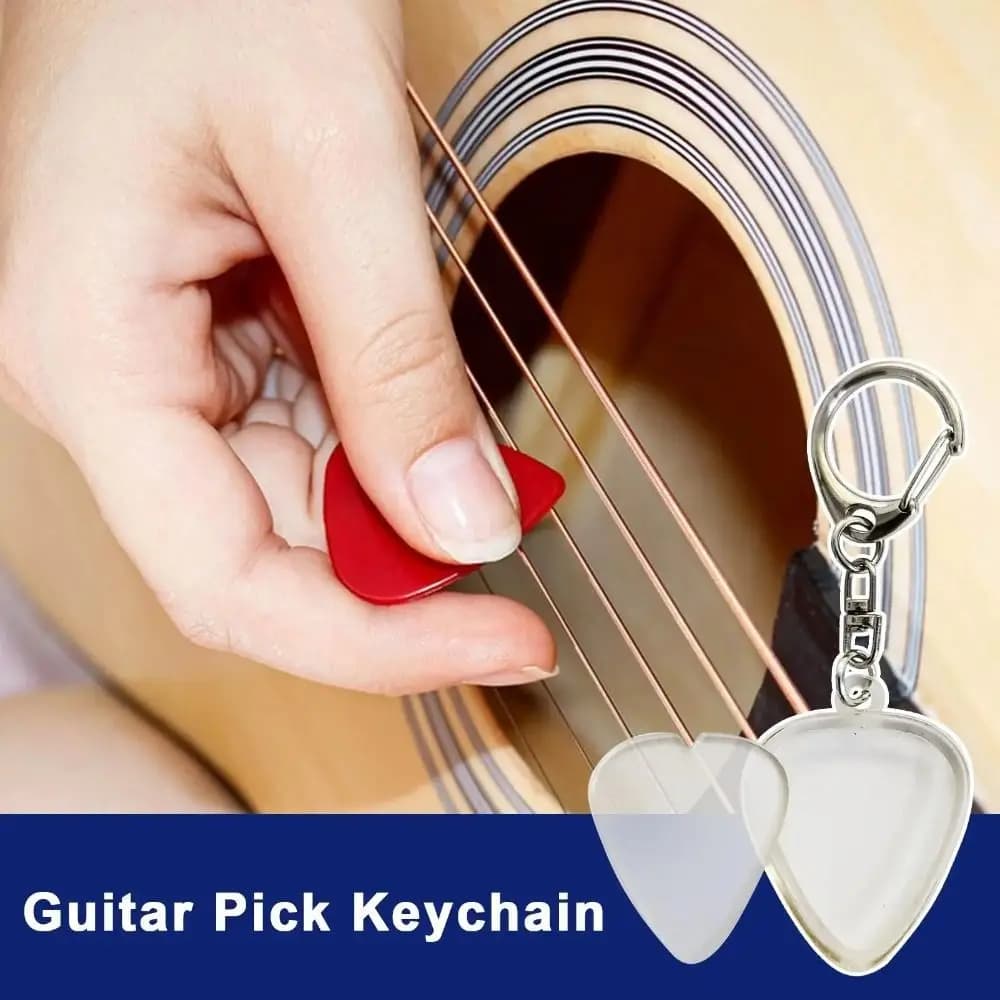 Porta Plettri per Chitarra Trasparente e Resistente a Forma di Cuore con Portachiavi, Scatola per Conservazione Plettri in Acrilico, Organizzatore per Plettri da Chitarra